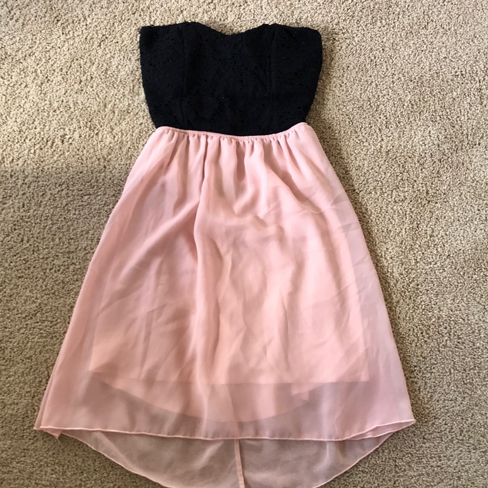 Pink and black laced dress
